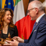 La presidente del Comitato europeo delle Regioni, Kata Tüttő con il presidente della Regione Valle d'Aosta Renzo Testolin