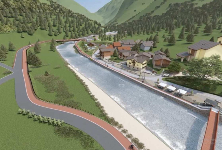 Il rendering del progetto della 'Sertec' per la riqualificazione di Valnontey a Cogne