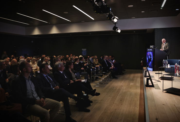 Il presidente della Regione, Renzo Testolin, al convegno sull'intelligenza artificiale a Saint-Vincent