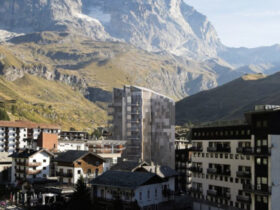Il rendering di 'The Stone' nell'abitato di Breuil Cervinia