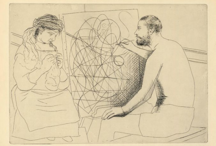 Una delle acqueforti di Picasso utilizzate per 'Il capolavoro sconosciuto' di Honoré de Balzac