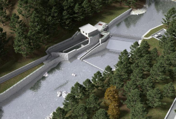 Il rendering dell'opera di presa principale di Outre l'Eve