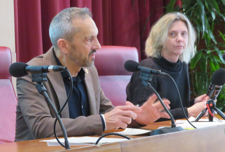 L'assessore Jean-Pierre Guichardaz e la sovrintendente agli studi Marina Fey