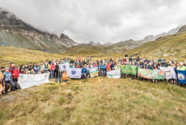 Il gruppo dei manifestanti nel vallone delle Cime bianche