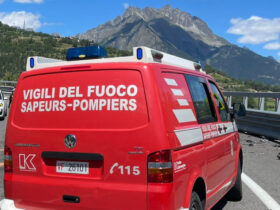Un furgone dei Vigili del fuoco della Valle d'Aosta