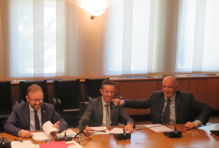 Stefano Aggravi, Dennis Brunod ed Augusto Rollandin