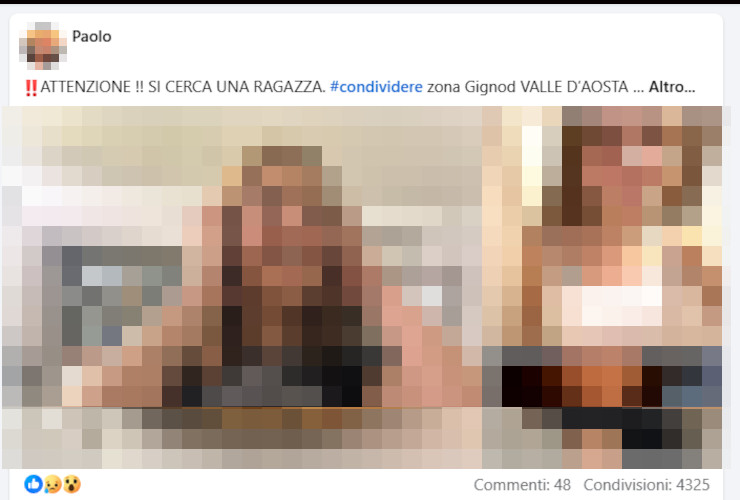 Uno dei post inopportuni pubblicati sui social