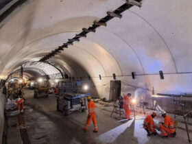 I lavori sulla volta nel tunnel del Monte Bianco