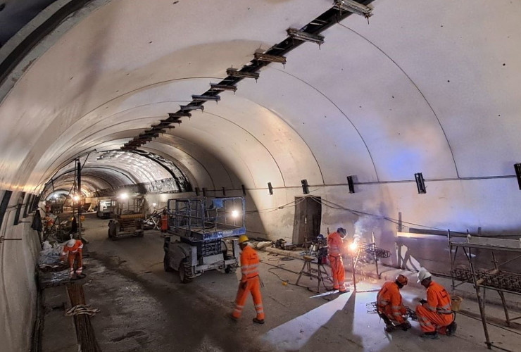 I lavori sulla volta nel tunnel del Monte Bianco