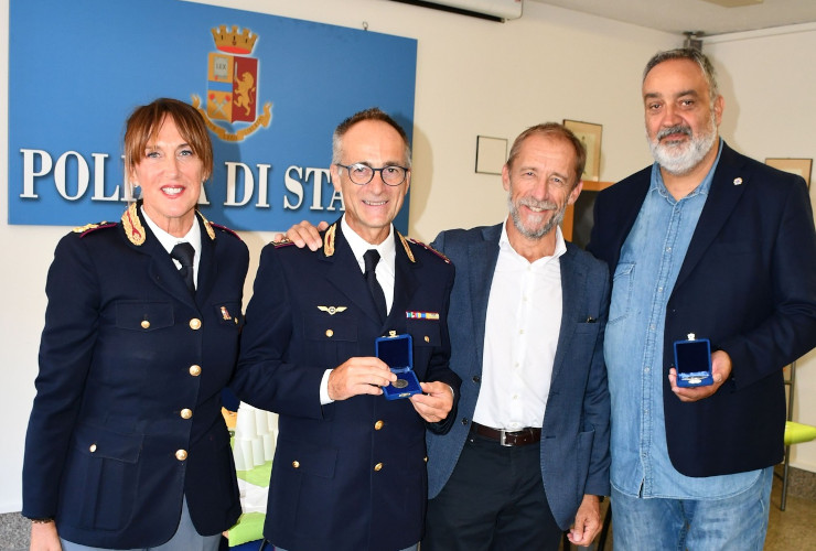 Nadia Roggia, dirigente della Polizia di frontiera, Lorenzo Chiodo, il questore Gian Maria Sertorio e Ovidio Acciavatti