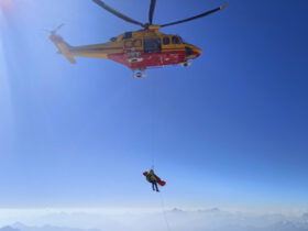 Un recupero del Soccorso alpino valdostano con l'elicottero