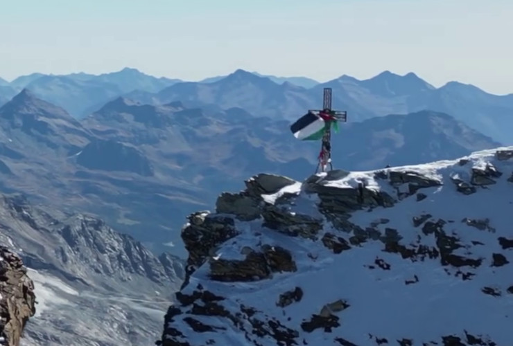La bandiera palestinese sul monte Cervino nel video di Hervé Barmasse