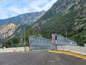 Il nuovo ponte provvisorio sulla Dora Baltea