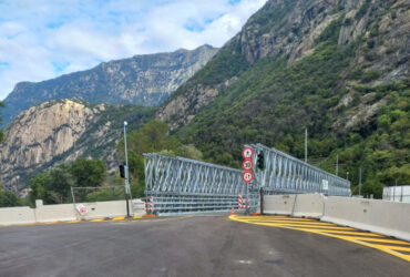 Il nuovo ponte provvisorio sulla Dora Baltea