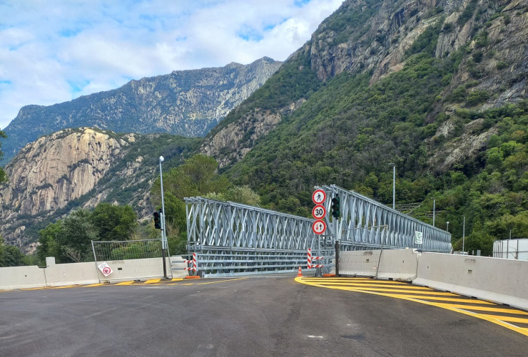 Il nuovo ponte provvisorio sulla Dora Baltea