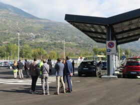 La stazione di ricarica elettrica Les Iles sud, sull'autostrada A5, in direzione Torino