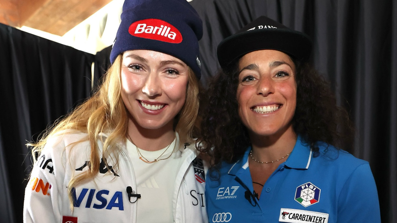 Mikaela Shiffin con Federica Brignone a Soëlden
