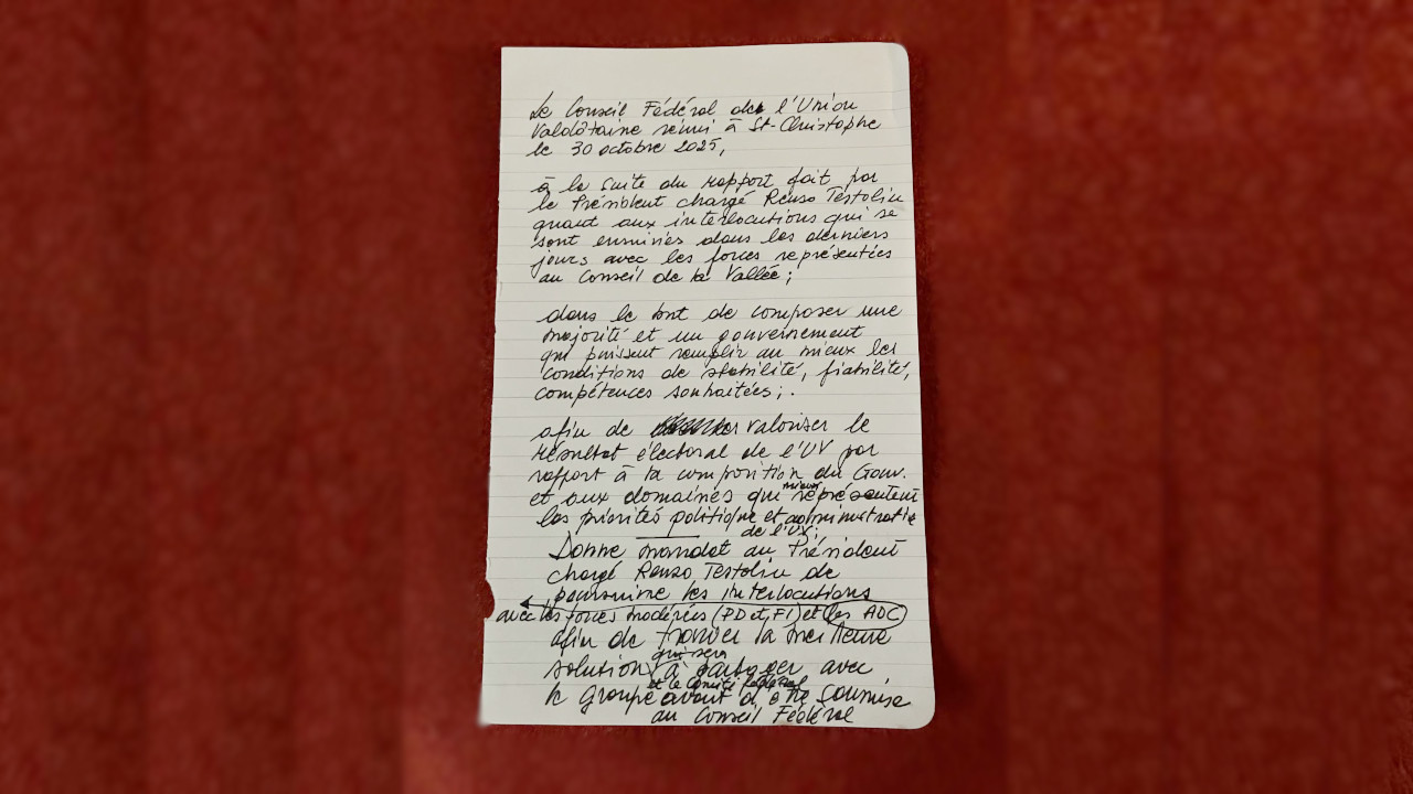 Il documento del Conseil fédéral dell'Union Valdôtaine approvato il 30 ottobre 2025