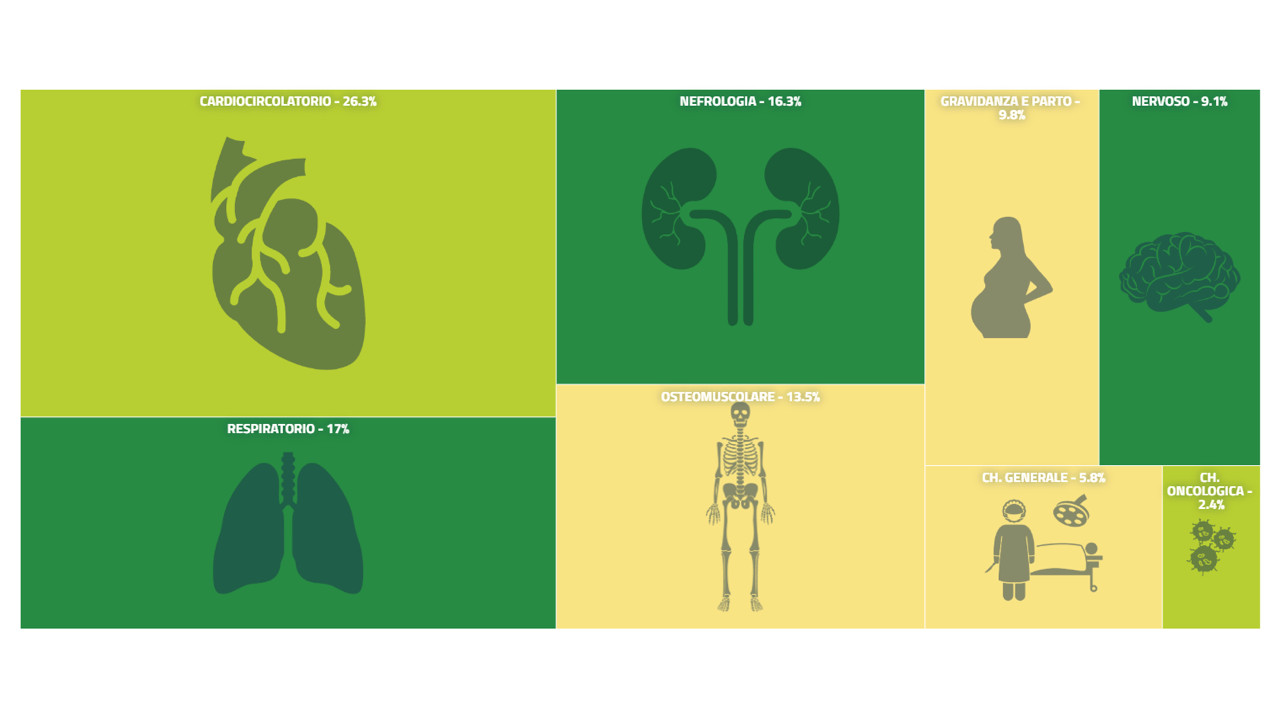 Il treemap 2024 del Pne dell'Agenas dell'ospedale 'Parini' di Aosta