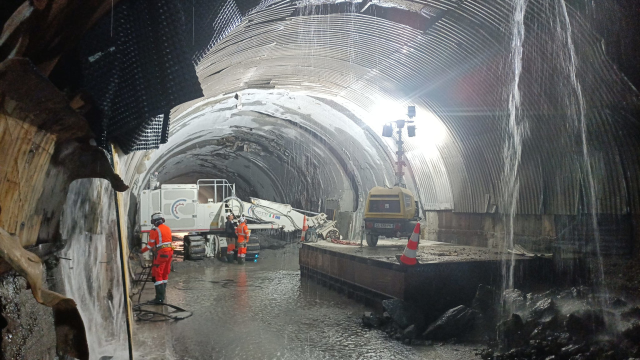 I lavori al km 3,6 del Traforo del Monte bianco per risolvere la venuta idrica al garage 26