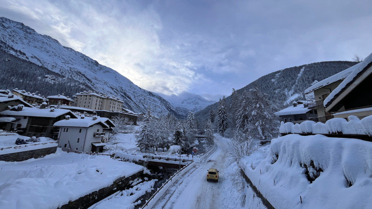 Una veduta invernale di La Thuile