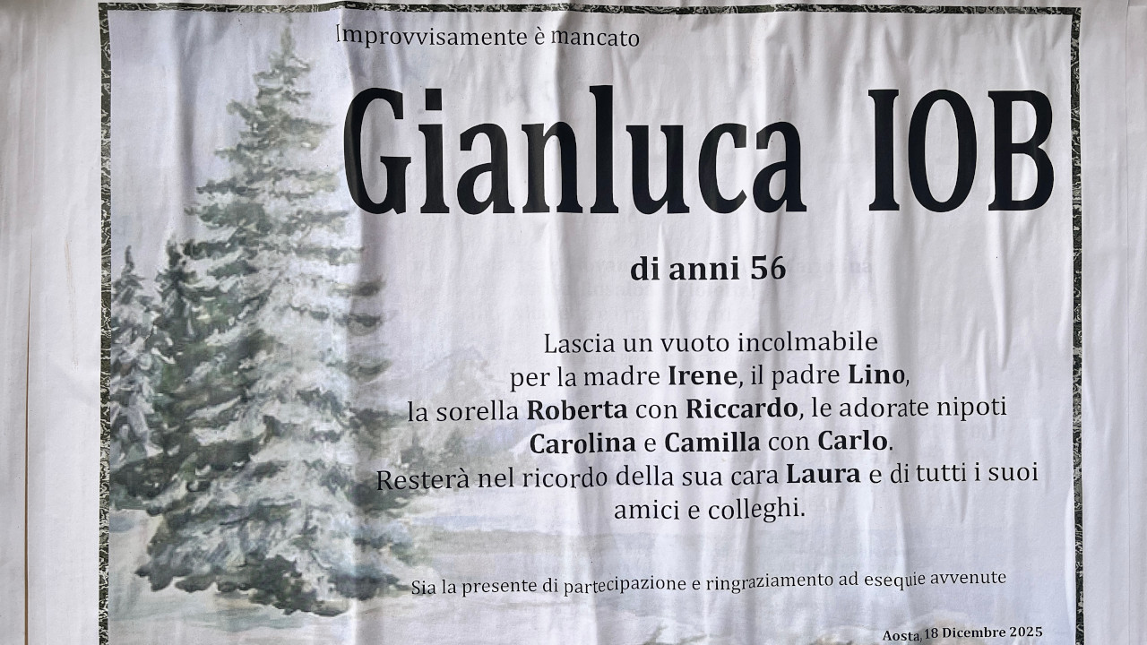 Il necrologio del dottor Gianluca Iob, pubblicato dopo i funerali