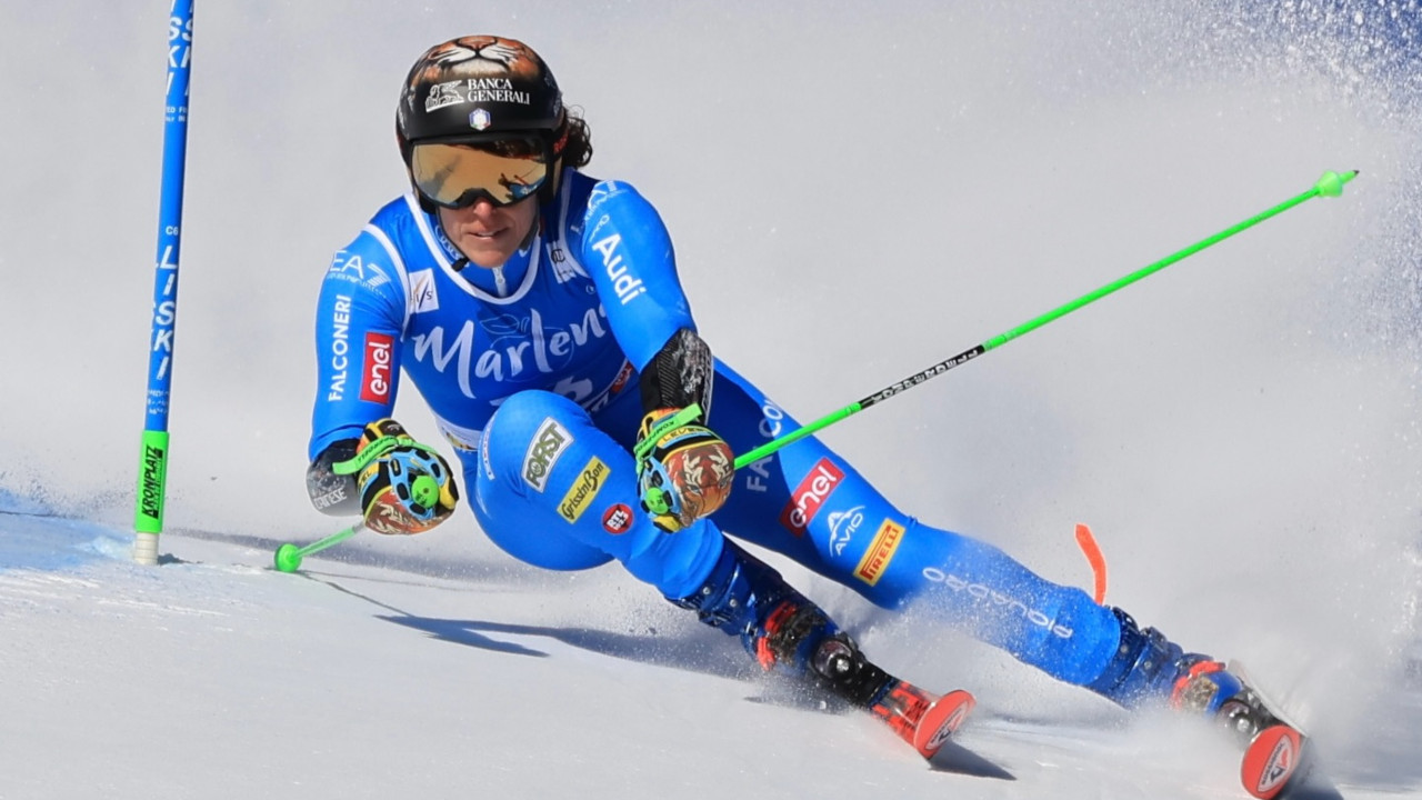 Federica Brignone in azione nel gigante di Coppa del Mondo a Kronplatz (foto FIS Action Press Pierre Teyssot)