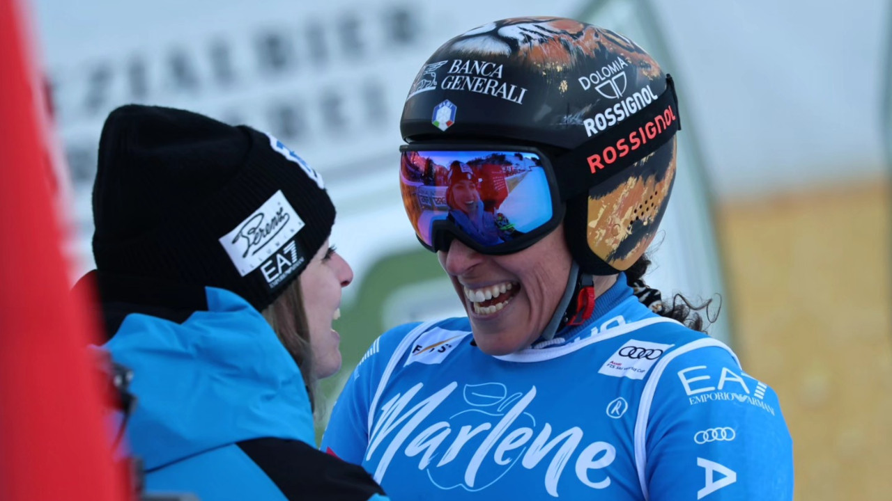 Federica Brignone al traguardo con Asja Zenere