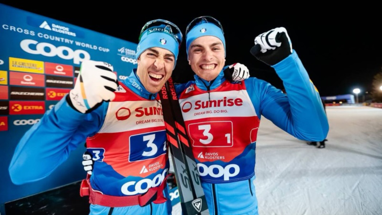 La gioia di Federico Pellegrino ed Elia Barp all'arrivo