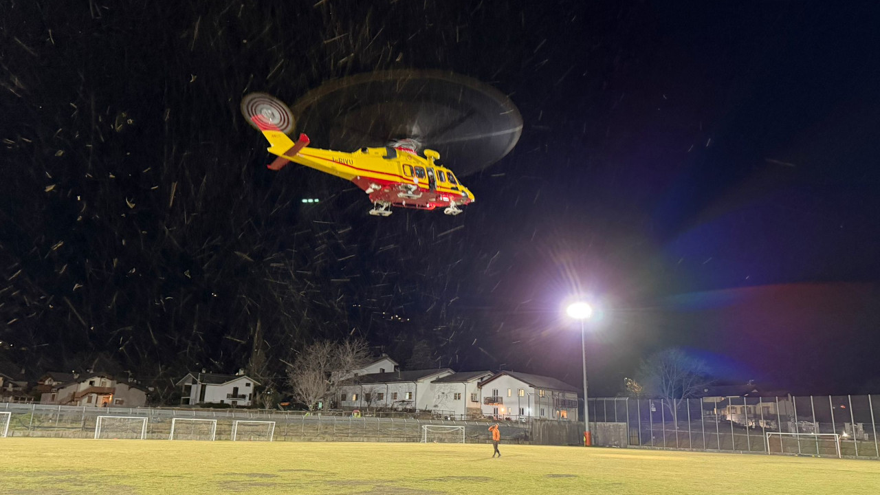 L'elicottero della Protezione civile utilizzato per l'evacuazione da Rhêmes-St-Georges