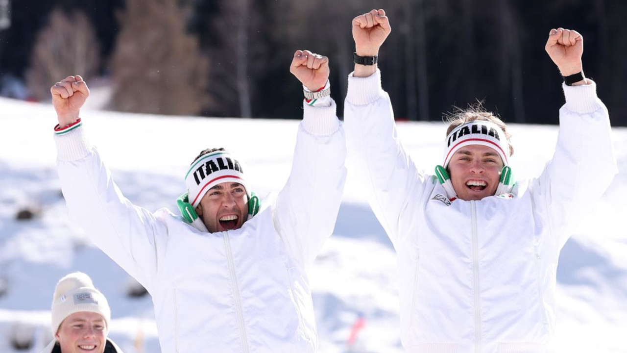NIENTE 50 KM OLIMPICA PER FEDERICO PELLEGRINO: L’ULTIMO ATTO SARÀ SULLE PISTE DI CASA 1 Federico Pellegrino con Elia Barp sul podio della sprint team