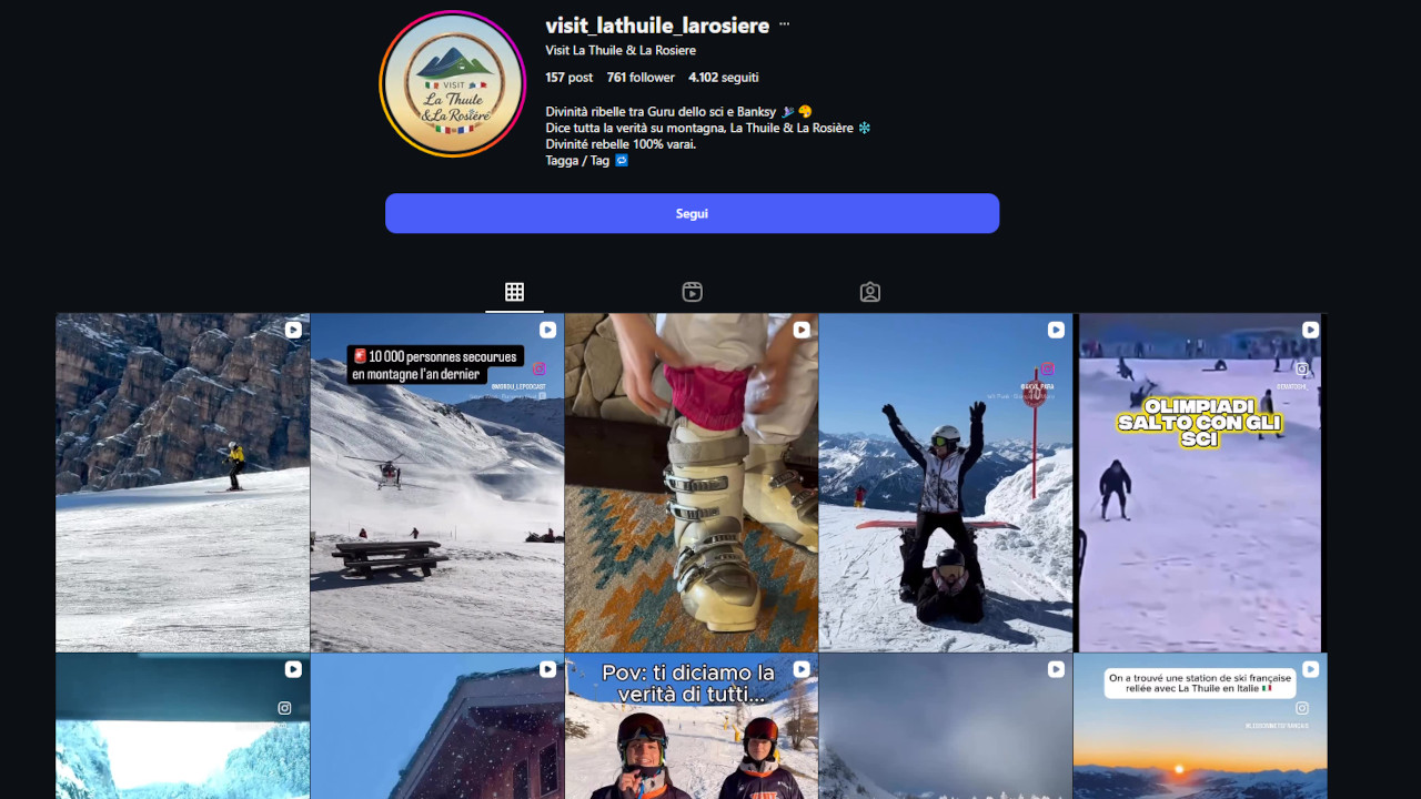 “VISIT LA THUILE” FINISCE IN CONSIGLIO VALLE: POLEMICA SU SOCIAL E RUOLO DELLA CONSIGLIERA DI PARITÀ 2 il profilo rinominato in 'visit_lathuile_larosiere'