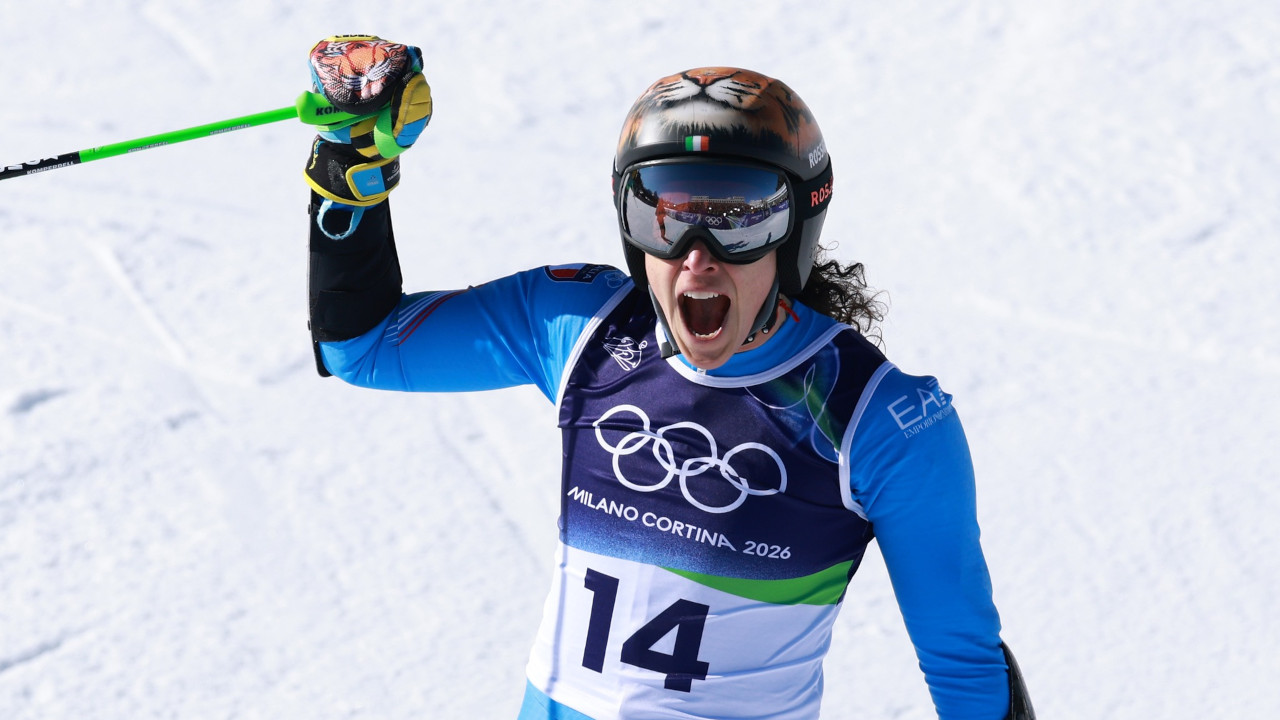 FEDERICA BRIGNONE ORO ANCHE IN GIGANTE: DOPPIETTA OLIMPICA COME TOMBA 2 Federica Brignone all'arrivo dello slalom gigante olimpico