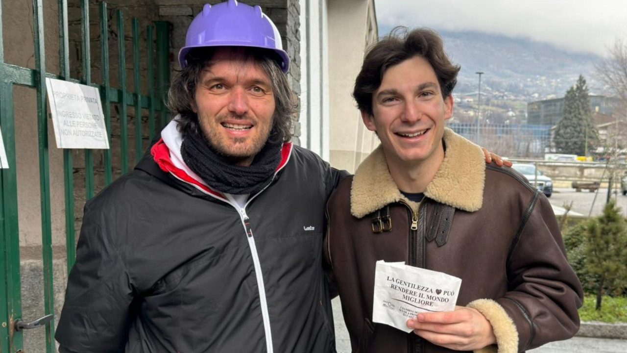 Luca Nardi, presidente dell'associazione 'Cor et Amo' con Nicolò Munier