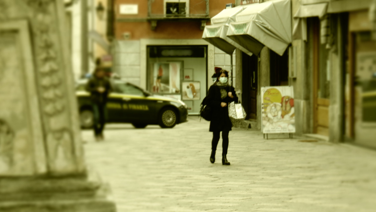 Le vie del centro storico di Aosta durante l'emergenza pandemica