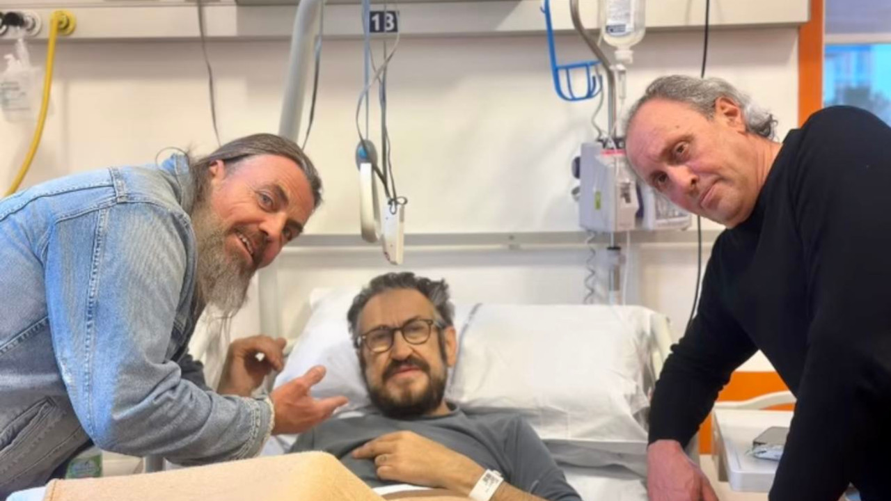 Mirko Frezza, Marco Giallini e Tullio Sorrentino all'ospedale 'Parini' di Aosta