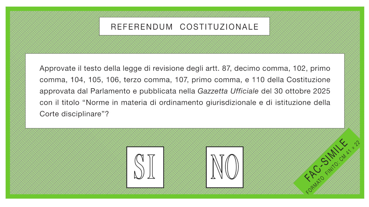 REFERENDUM GIUSTIZIA: COSA CAMBIA, COME SI VOTA E I NUMERI VALDOSTANI 1 Il fac simile della scheda del referendum costituzionale sulla giustizia