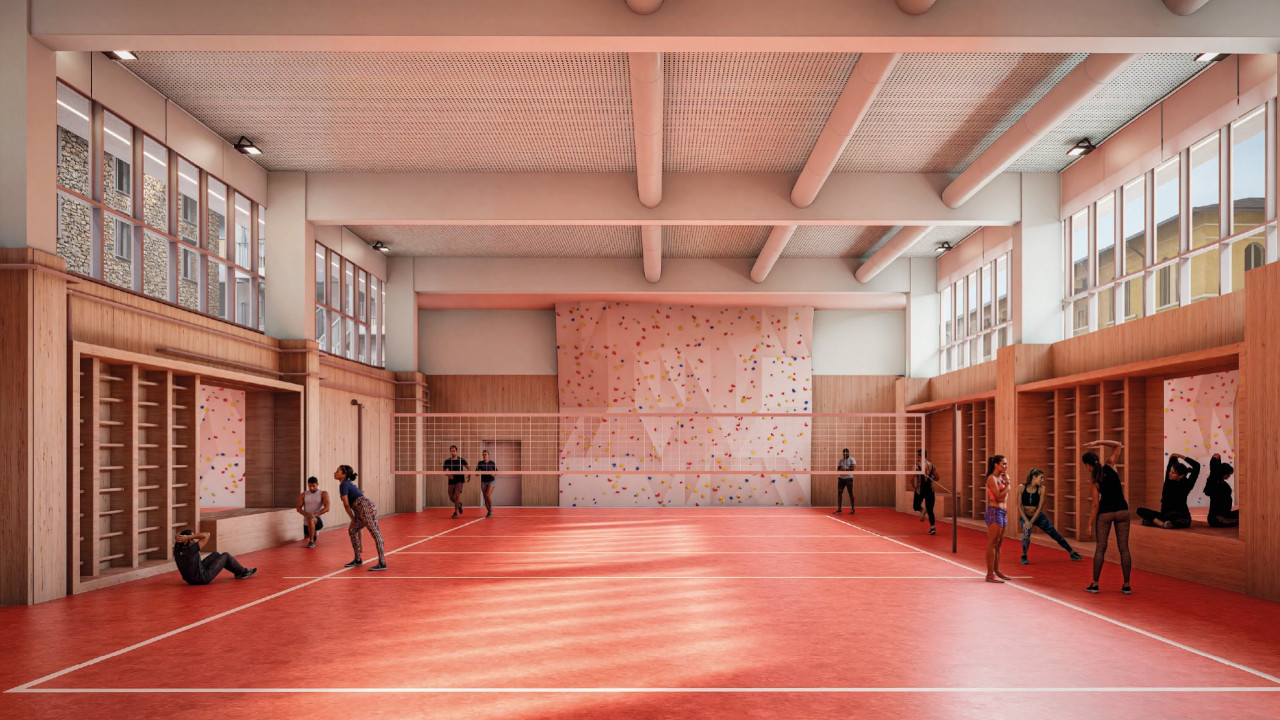 NUOVO MANZETTI, VIA LIBERA AL PROGETTO: CANTIERE DALL’ESTATE 2027 IN VIA FESTAZ 4 Il rendering della palestra semi-interrata del nuovo 'Manzetti'