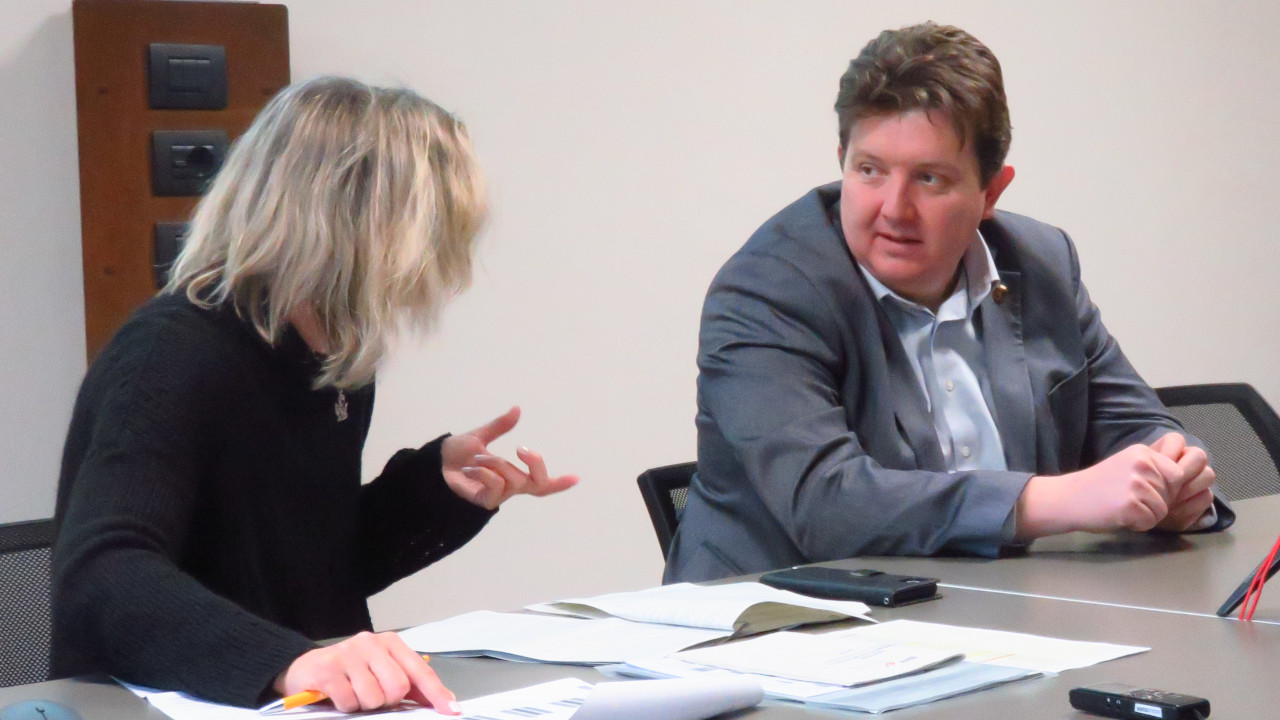 Erik Lavevaz con la sovrintendente agli studi Marina Fey