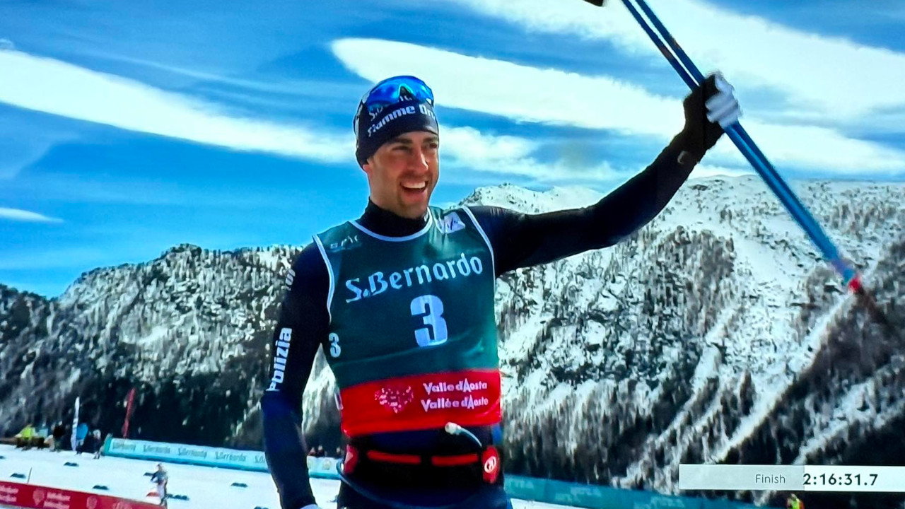 HOMEPAGE 3 Federico Pellegrino all'arrivo della 50 chilometri