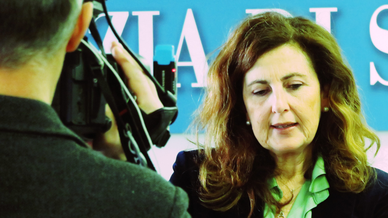 La nuova questore di Aosta, Angela Cannavale, durante la sua prima conferenza stampa