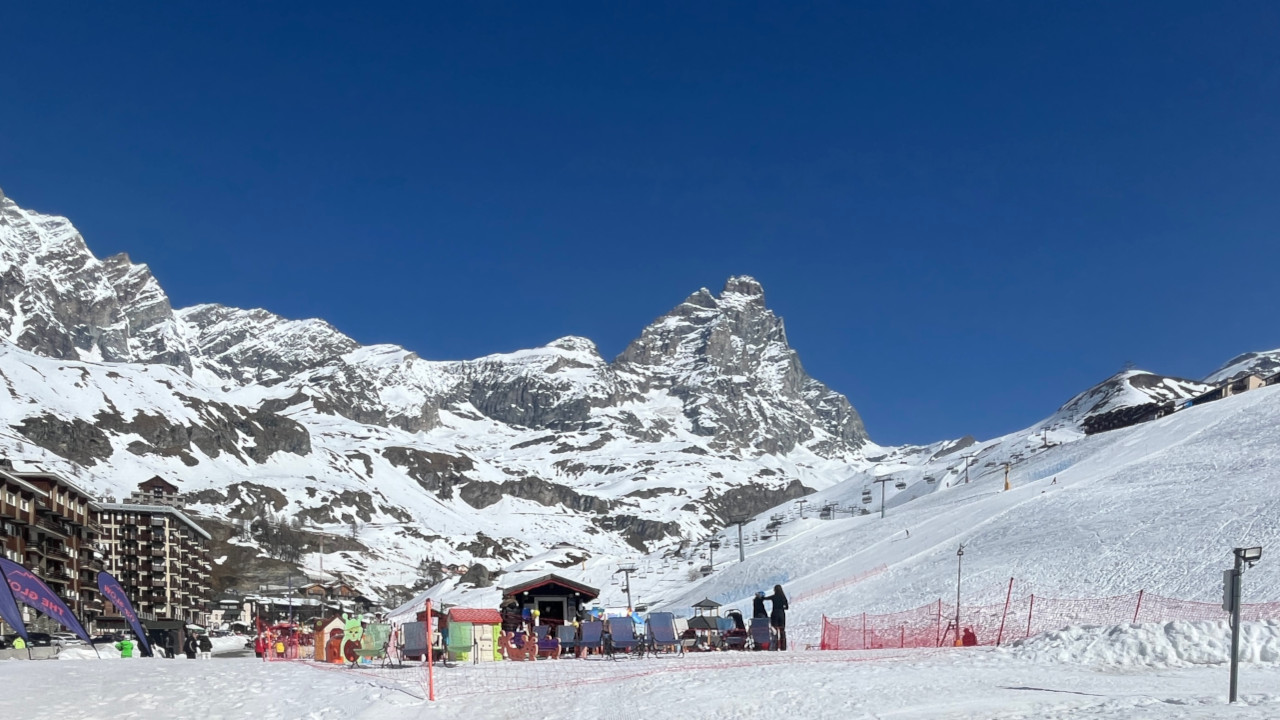 La zona di arrivo delle piste di Breuil-Cervinia