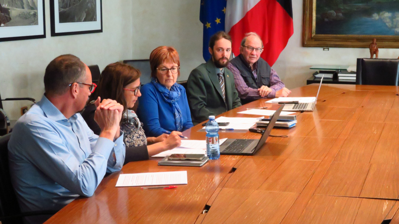 Eugenio Torrione, Katya Foletto, Chiara Minelli, Andrea Campotaro ed Elio Riccarand alla presentazione della 'LER'