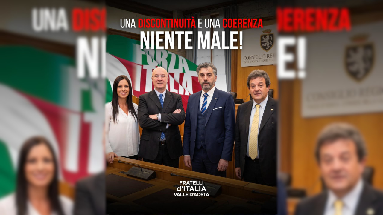 L'immagine completa pubblicata sui social da Fratelli d'Italia Valle d'Aosta
