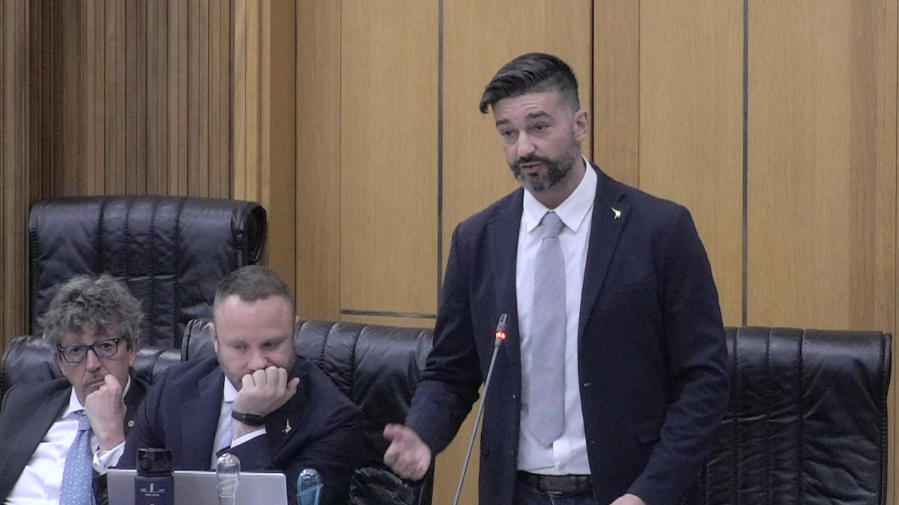 I tre consiglieri regionali della Lega: Corrado Bellora, Andrea Manfrin ed in piedi Simone Perron