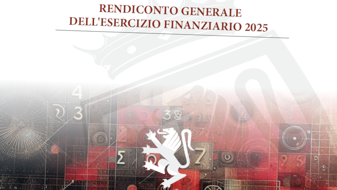 La copertina del rendiconto dell'esercizio finanziario 2025 della Regione