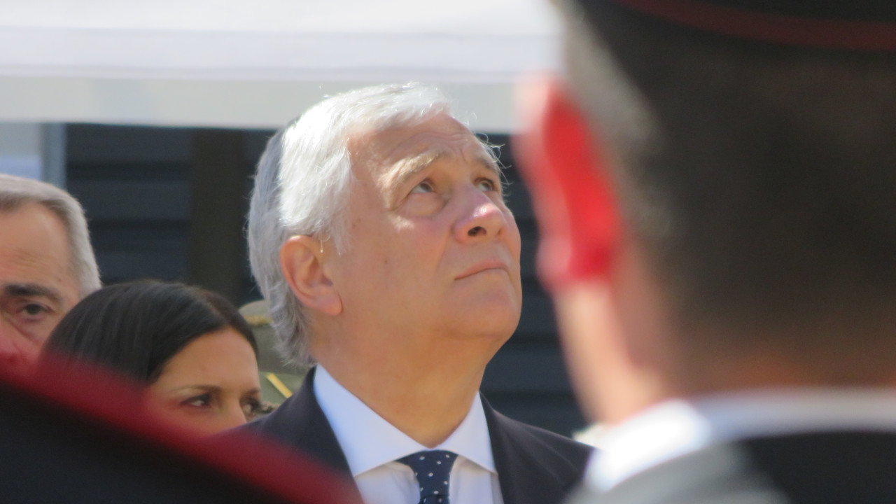 Antonio Tajani in piazza Chanoux ad Aosta