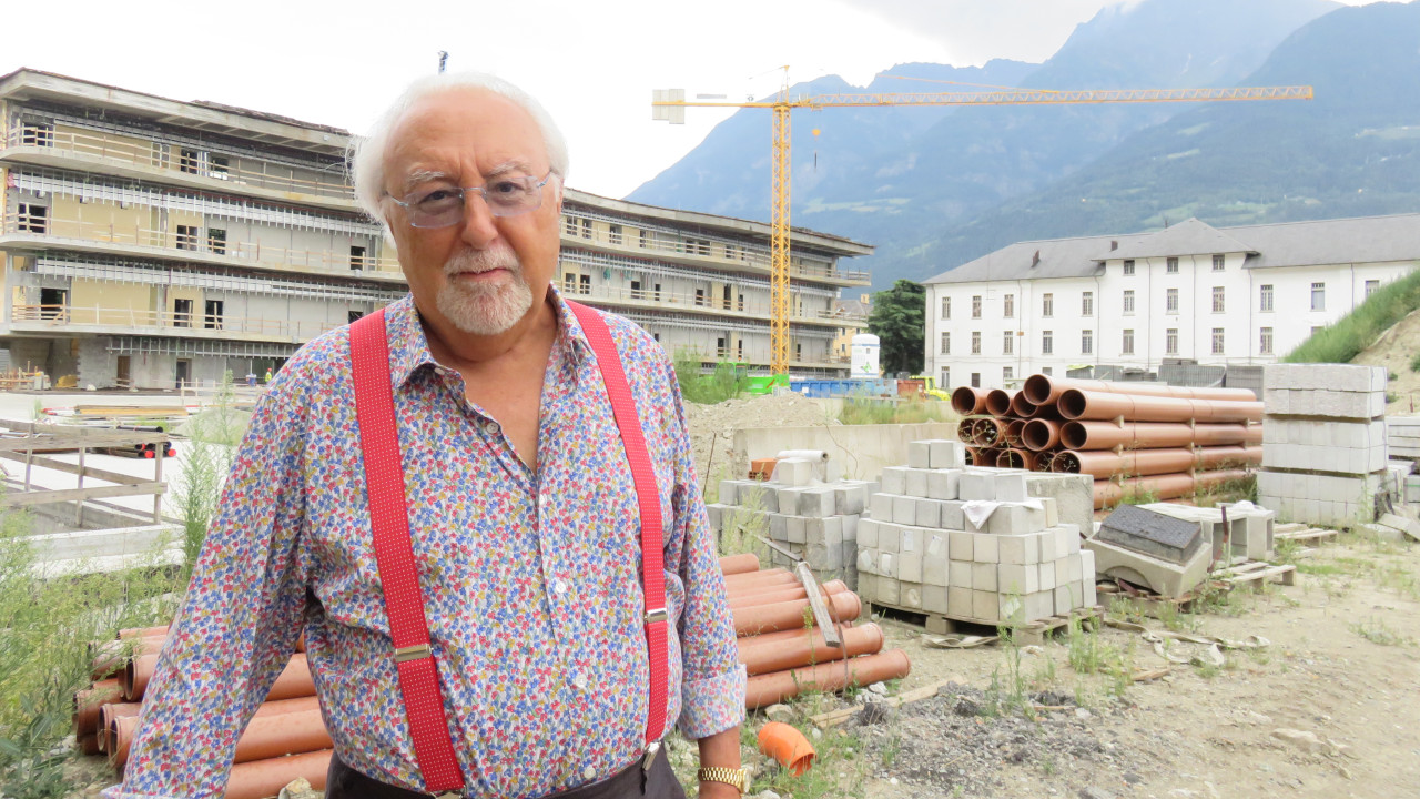 Bruno Milanesio nel 2018 nel cantiere della nuova università