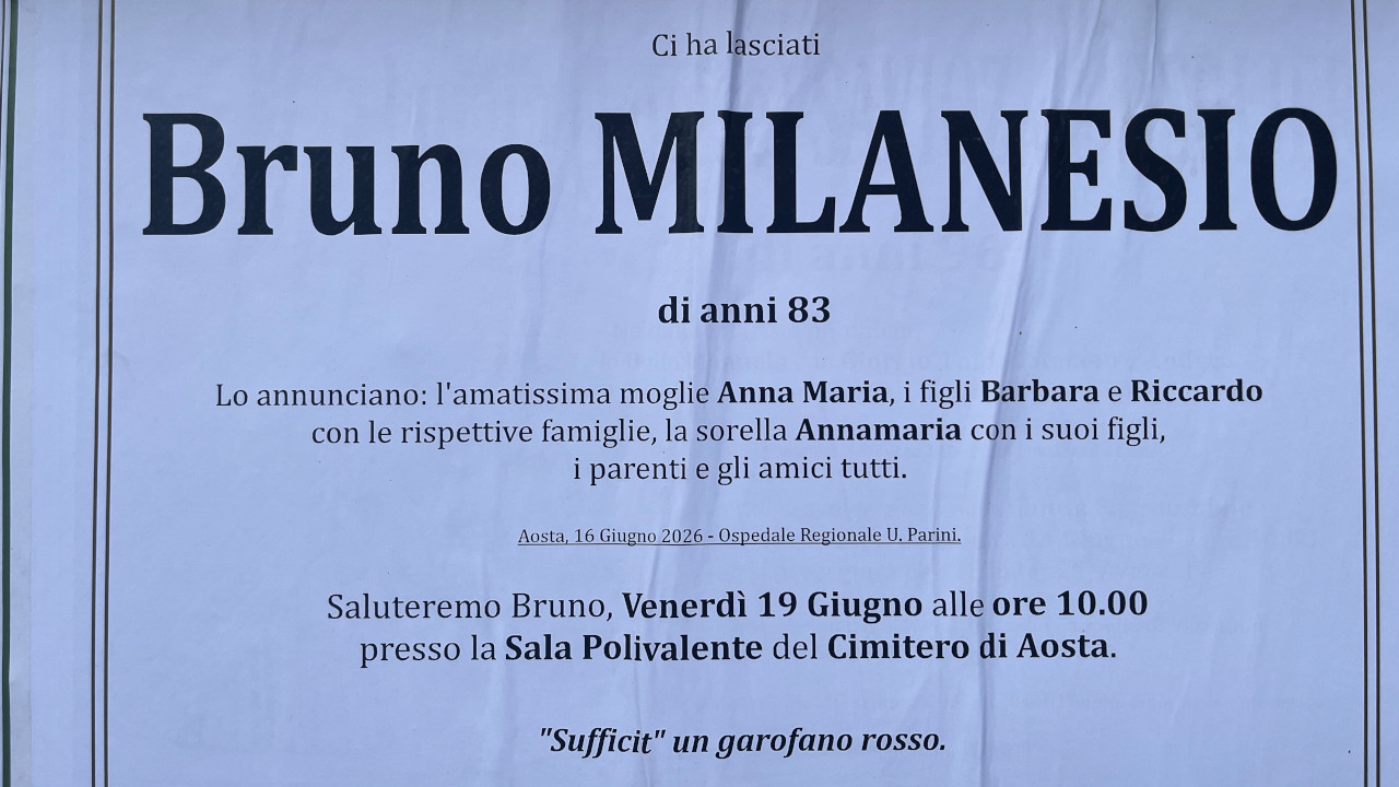 Il necrologio di Bruno Milanesio