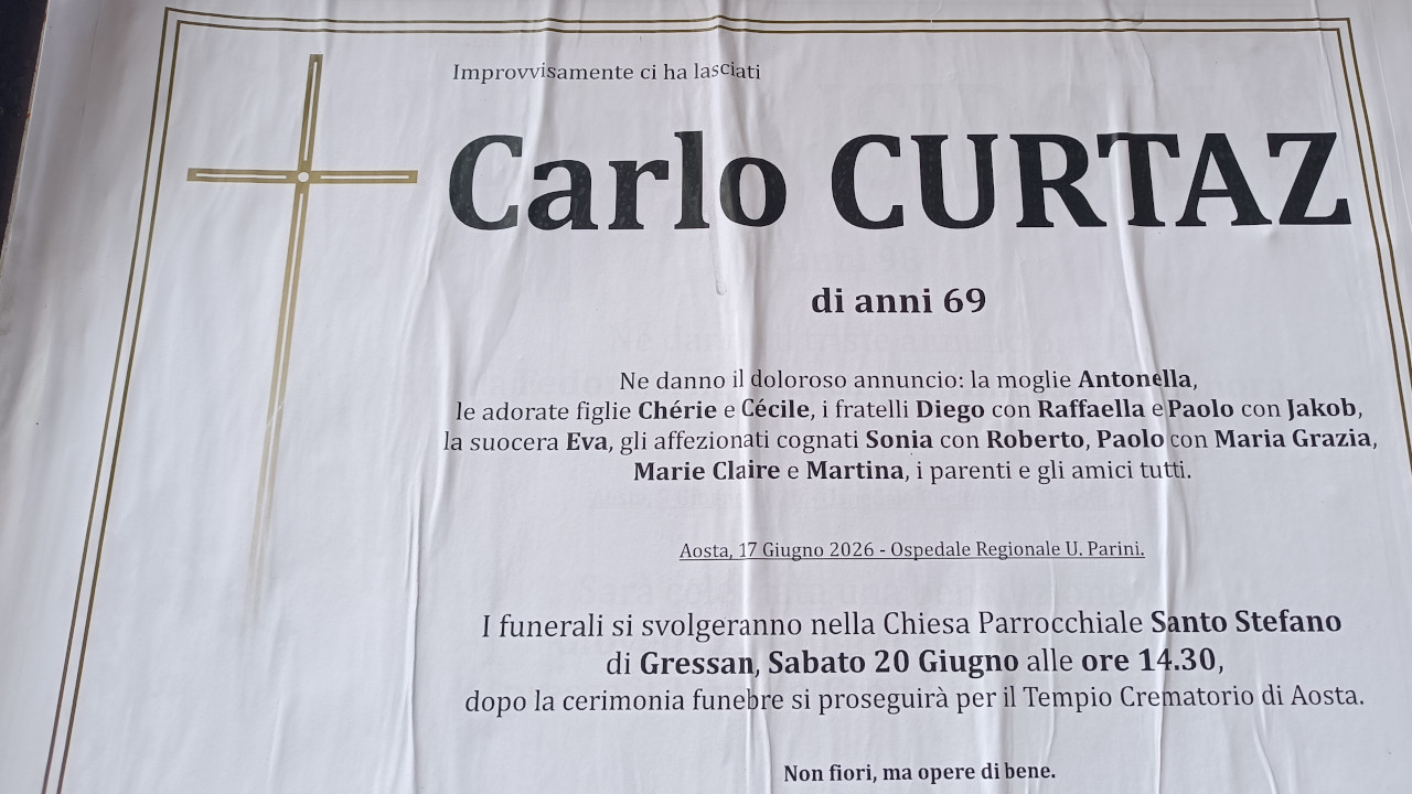 TRAVOLTO DA UN’AUTO AD AOSTA, È MORTO CARLO CURTAZ 5 Il necrologio di Carlo Curtaz
